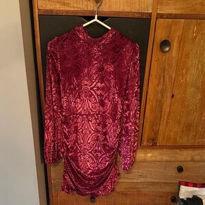 Vici Burgundy Backless Dress